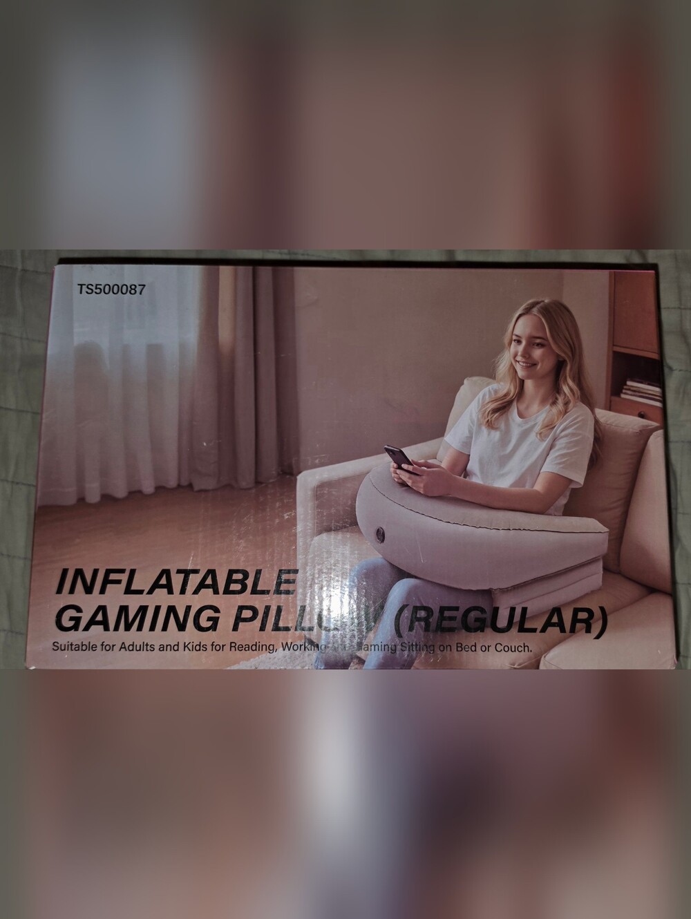 TOPSKY Inflatable Gaming Pillow Lap Desk Cushion for Bed Couch Reading & Gaming